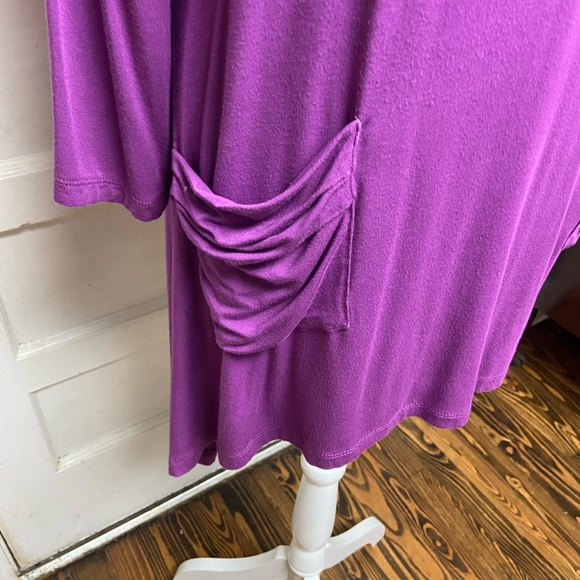 LOGO by Lori Goldstein purple 3/4 sleeve knit top - Picture 3 of 8